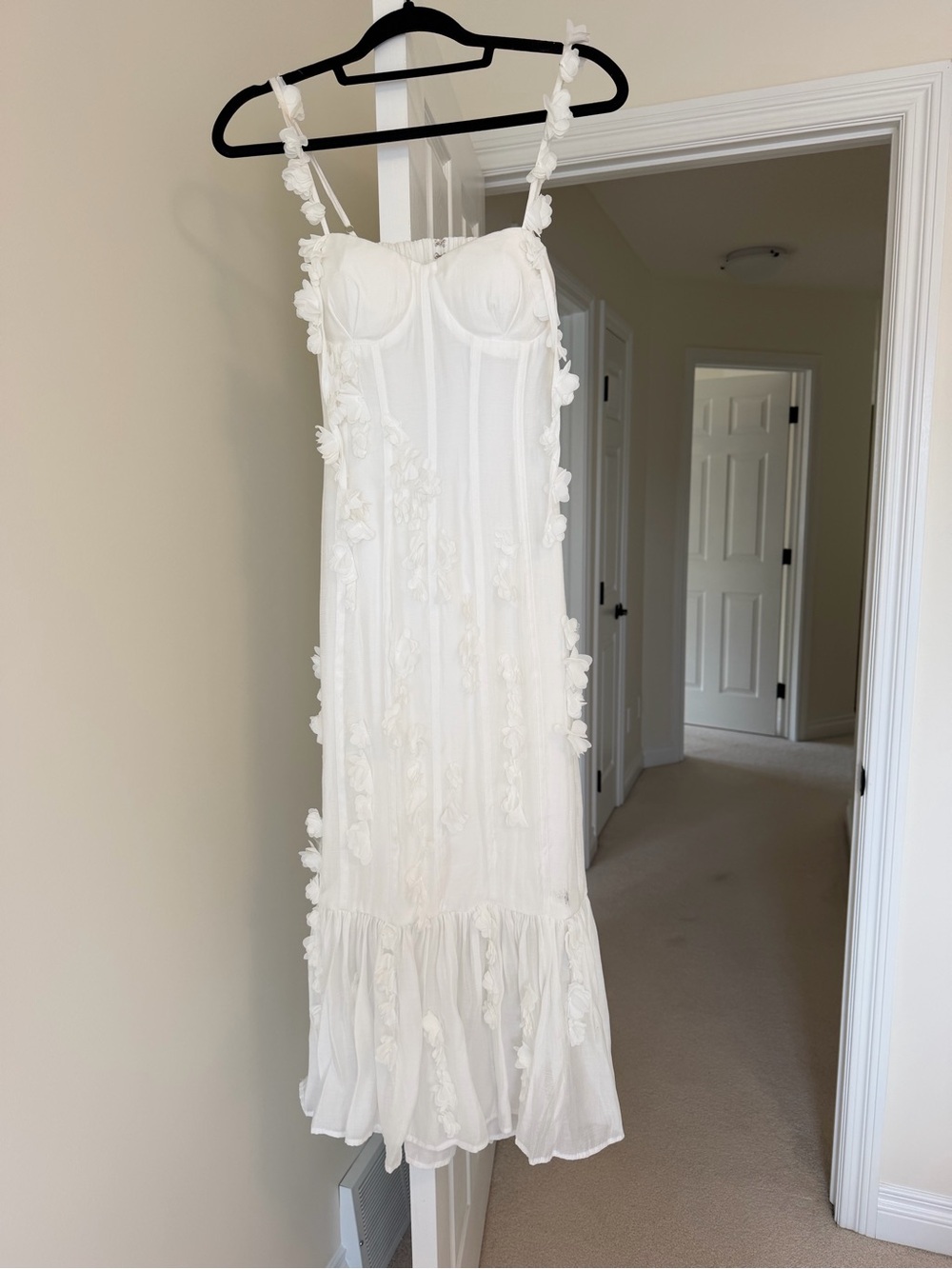 White 3D Floral Dress